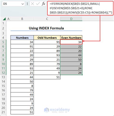 how to separate odd and even numbers in excel|How to Separate Odd and Even Numbers in Excel – 6 Methods.